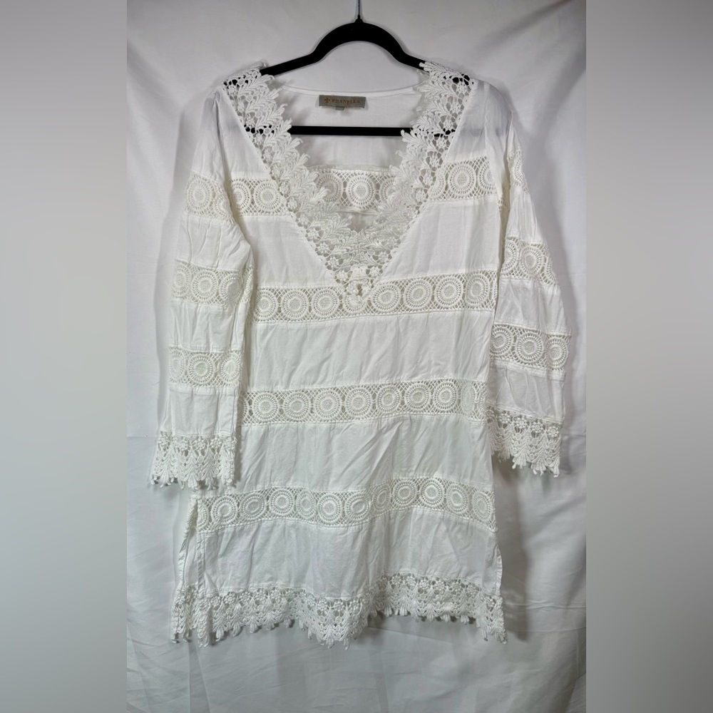 Pranella White Crochet Beach Cover Up Dress Size 2-Flaw